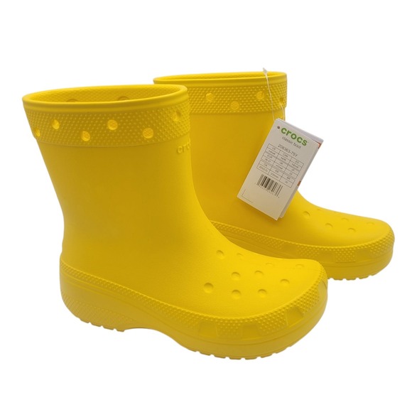 Crocs Classic Rain Boots  Womens 6 Sunflower Rubber Waterproof Ankle‎ Boot - Picture 1 of 10